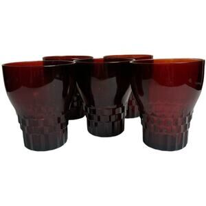Vintage Anchor Hocking Windsor Ruby Tumblers Drinking Glasses Set of 5